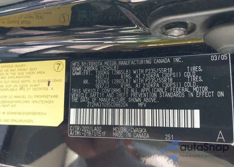 2005 Lexus Rx 330 from USA, damaged, VIN 2T2HA31U95C066204